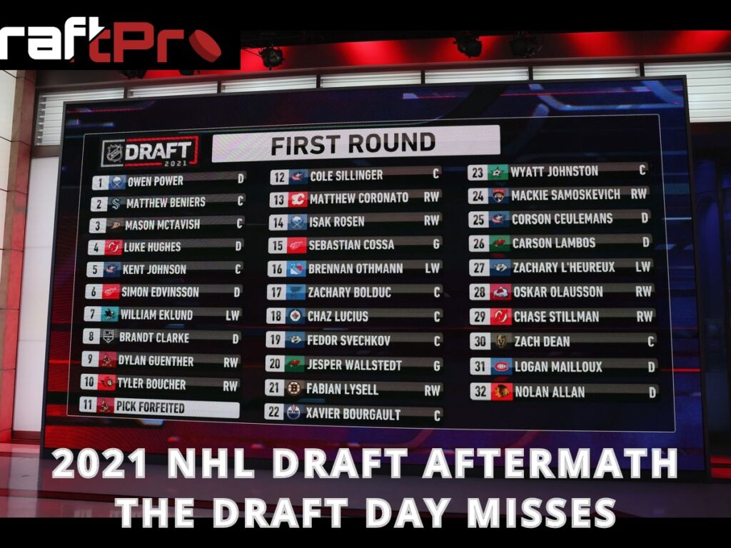 DRAFTPRO – 2021 NHL DRAFT AFTERMATH – THE DRAFT DAY MISSES